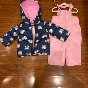 Carter's Pink and Navy Rainbow Snowsuit Set